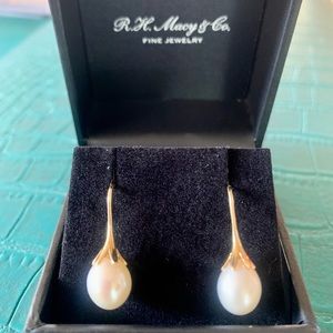 Freshwater Pearl Drop Earrings in 14K Gold